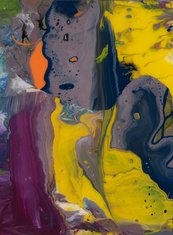 Gerhard Richter, Aladin (913-14) abstraktes Bild aus bunten Farbflächen, vorrangig gelb und violett