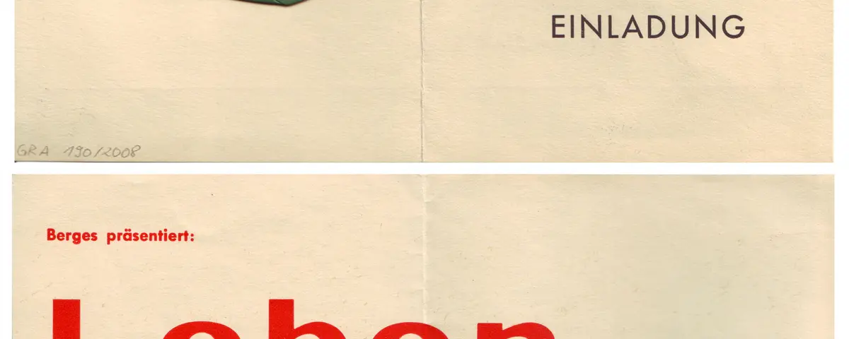 Einladung zum Happening „Leben mit Pop. Eine Demonstration des Kapitalistischen Realismus von Konrad Lueg und Gerhard Richter“, Möbelhaus Berges, 11. Oktober 1963