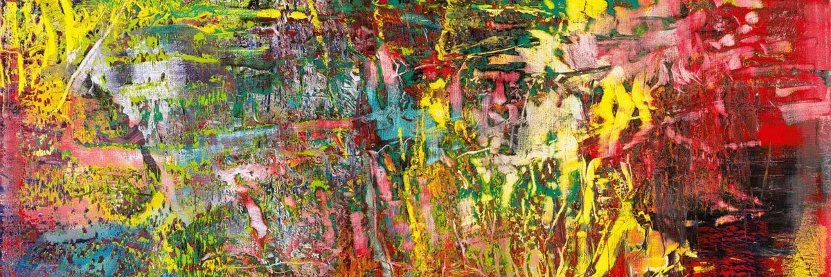 Verschiedene Farbschichten übereinander, an verschiedenen Stellen teilweise oder ganz heruntergekratzt